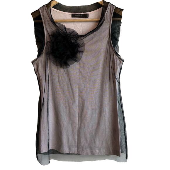 The Limited Vintage Y2K Mesh Overlay Rosette Whimsigoth Fairy Core Tank Top S - Picture 1 of 8